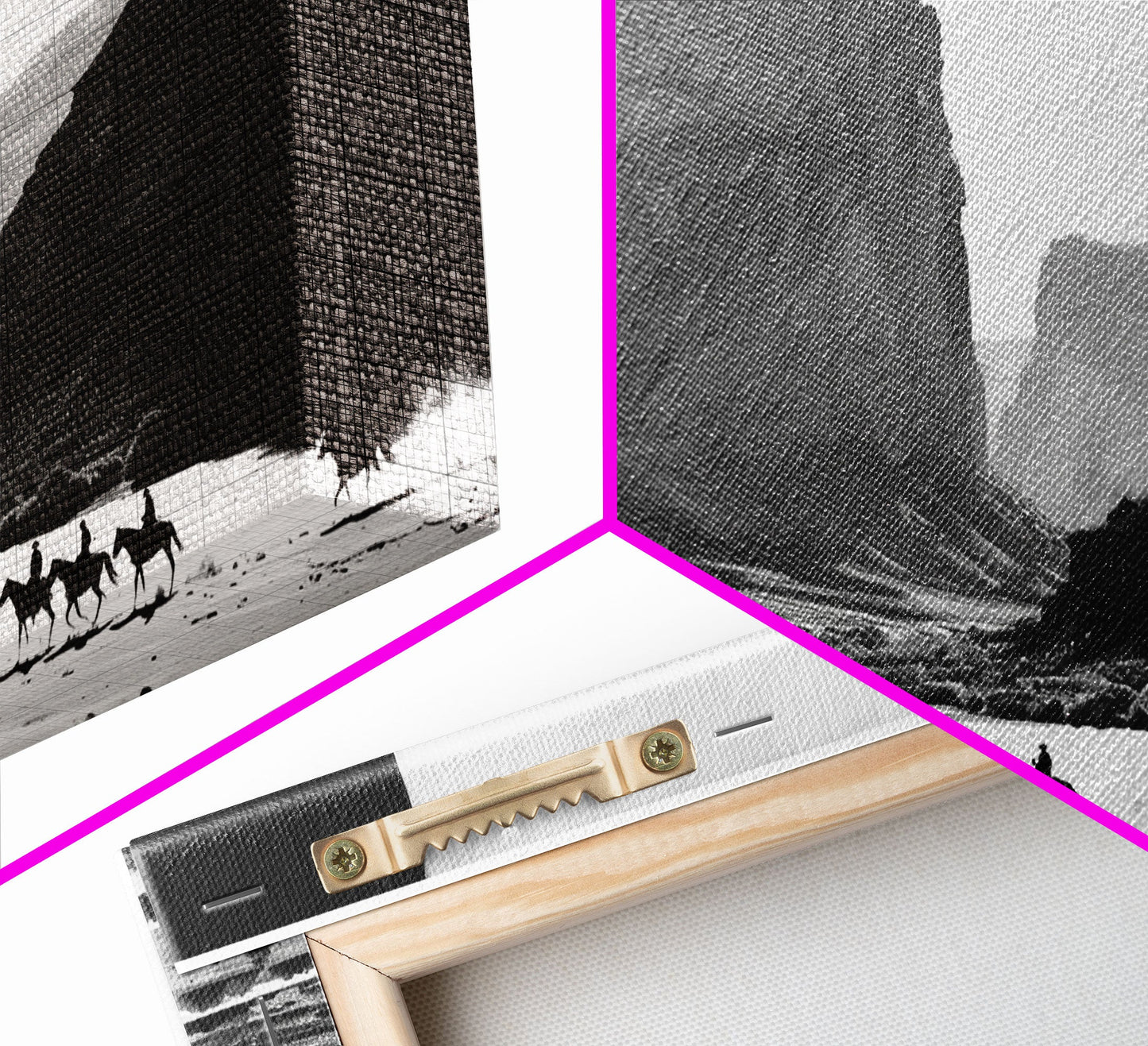 Framed Canvas Print of Cowboys Riding through Canyon, Western Wall Art for Living Room or Bedroom, Unique Home Decor