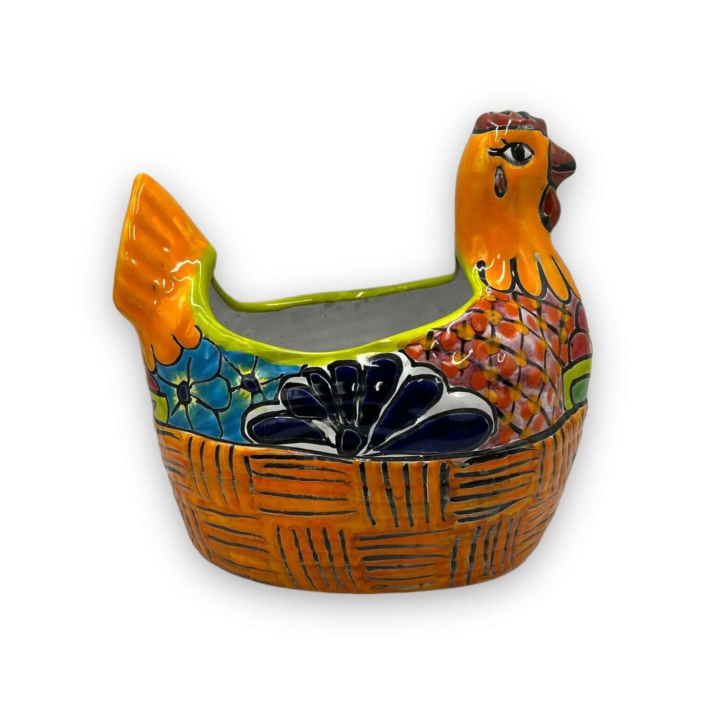 Talavera Chicken Planter | Large Hand-Painted Mexican Pottery Statue