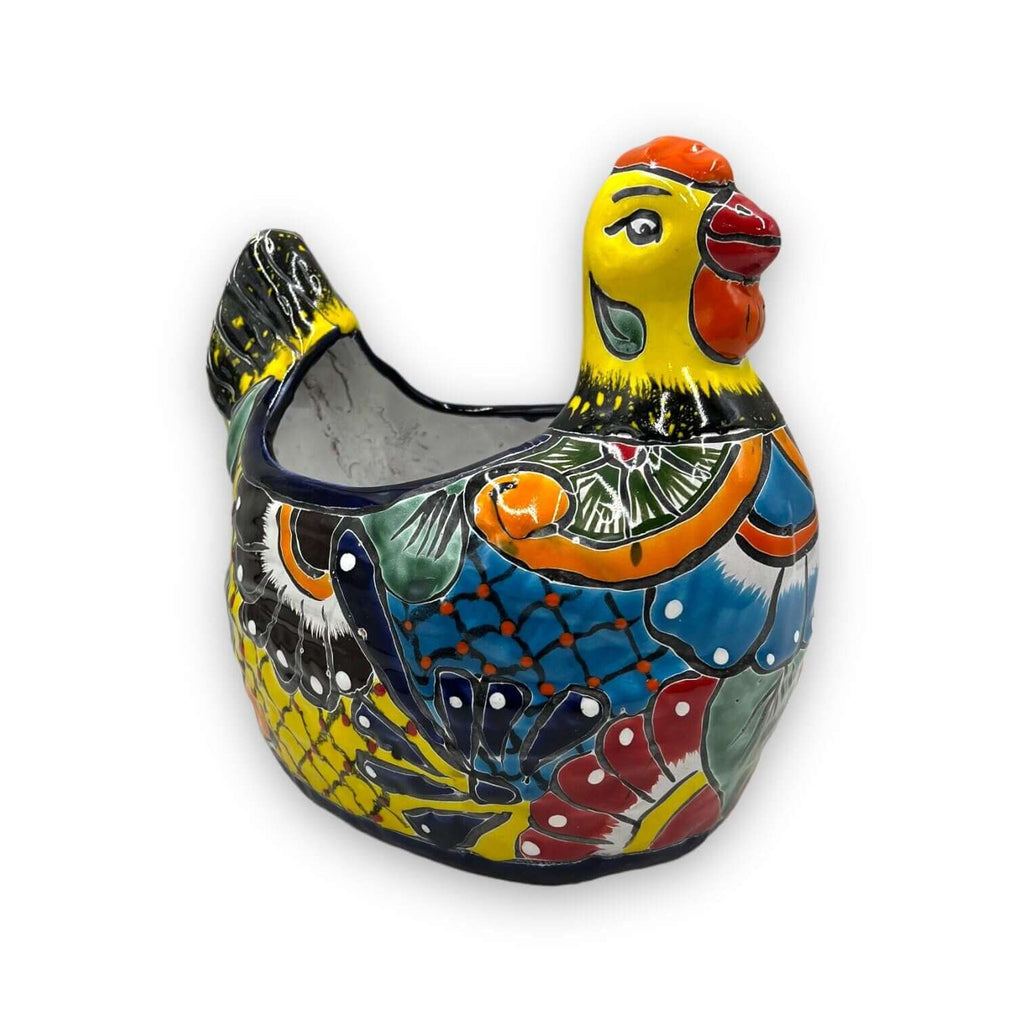 Talavera Chicken Planter | Large Hand-Painted Mexican Pottery Statue