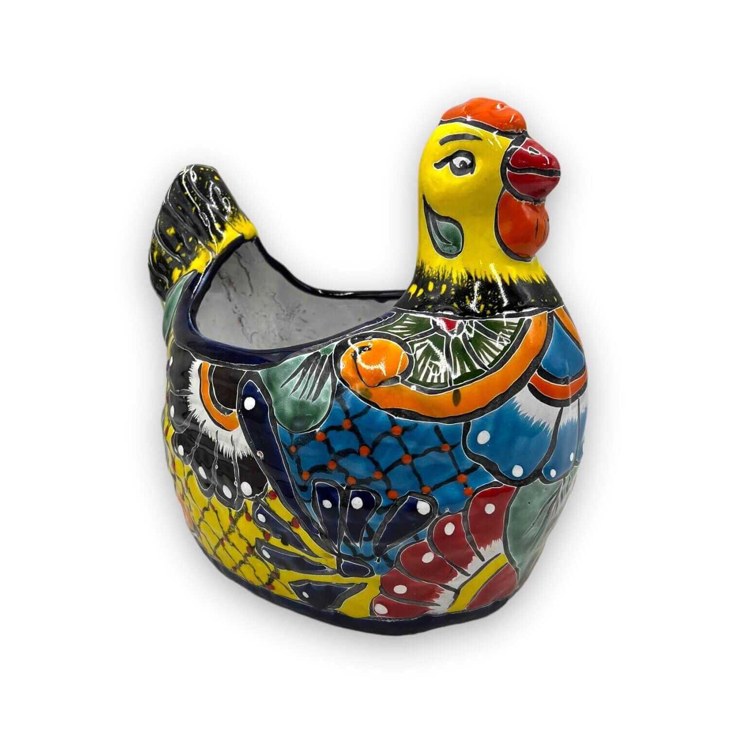 Talavera Chicken Planter | Large Hand-Painted Mexican Pottery Statue