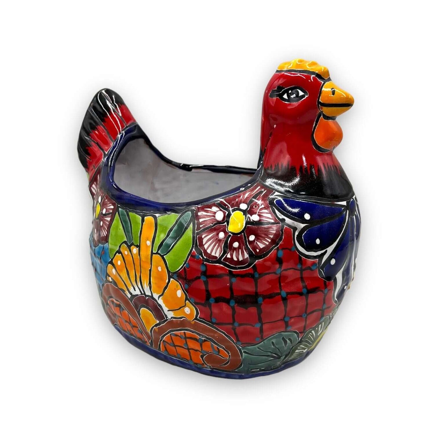 Talavera Chicken Planter | Large Hand-Painted Mexican Pottery Statue