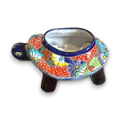 Talavera Turtle Planter | Hand-Painted Mexican Ceramic Garden Pot