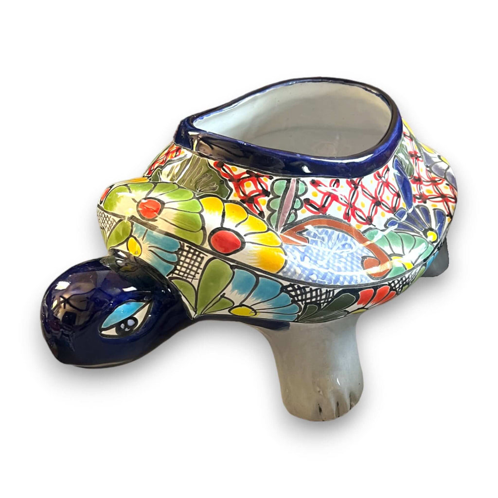 Talavera Turtle Planter | Hand-Painted Mexican Ceramic Garden Pot