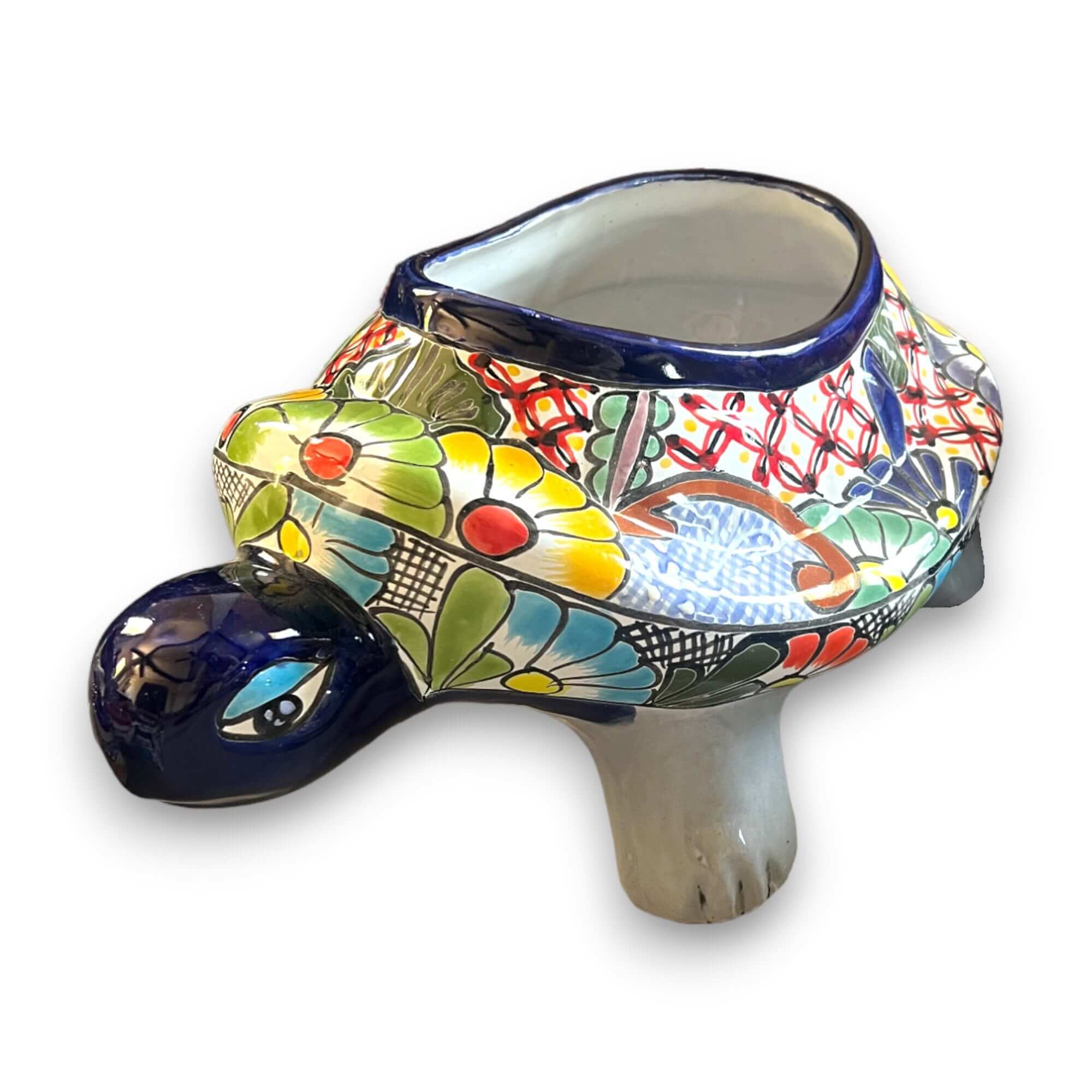 Talavera Turtle Planter | Hand-Painted Mexican Ceramic Garden Pot