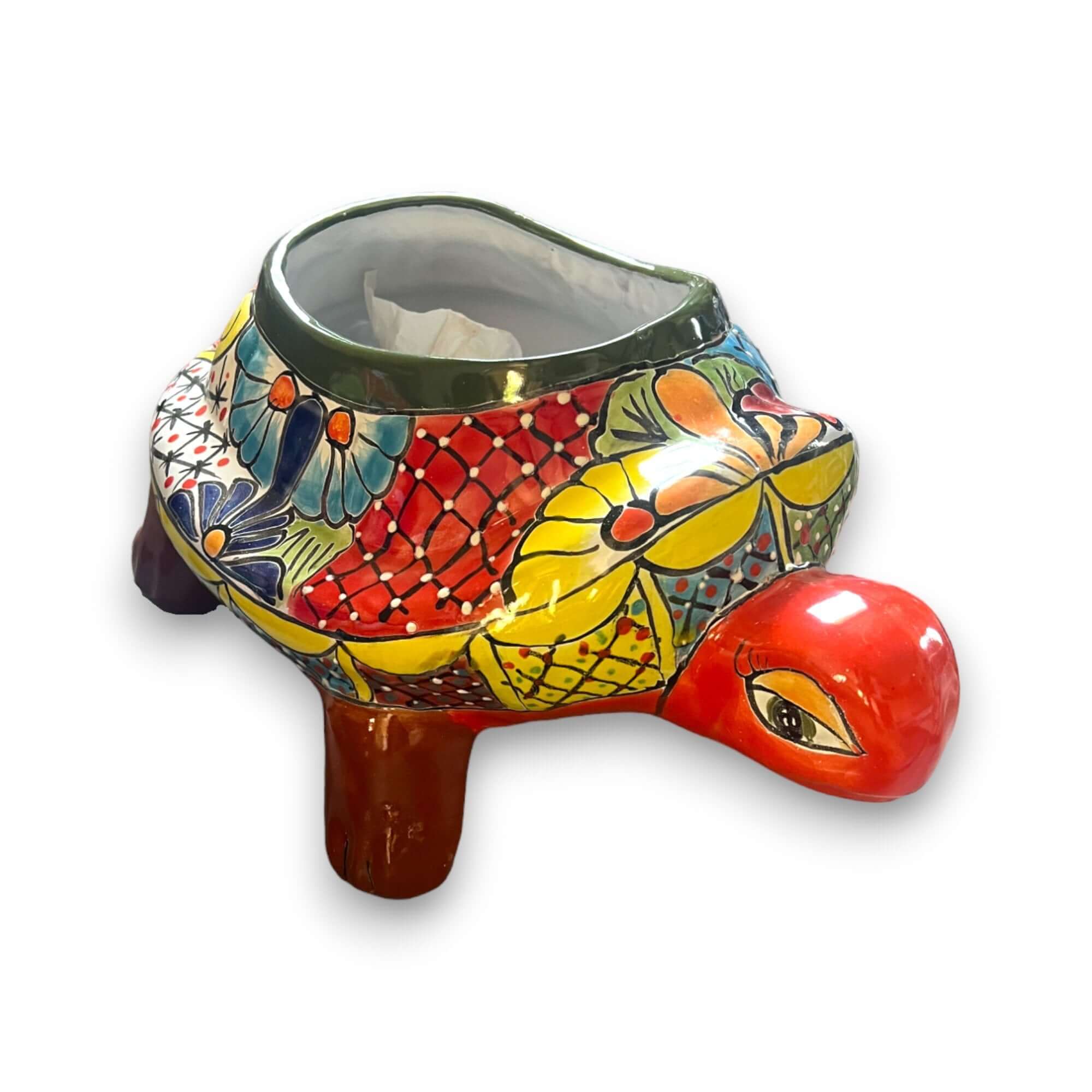 Talavera Turtle Planter | Hand-Painted Mexican Ceramic Garden Pot