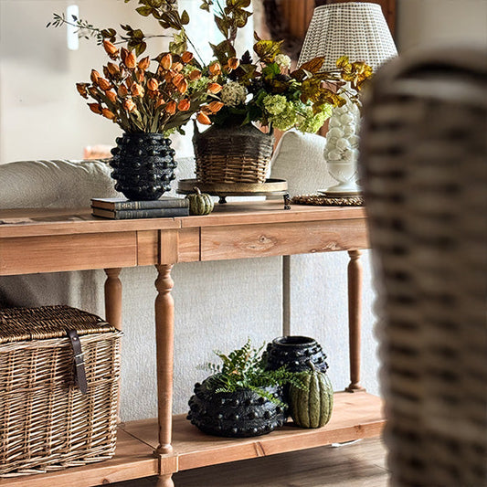 Handcrafted Textured Outdoor Matte Black Planters, Set of 3